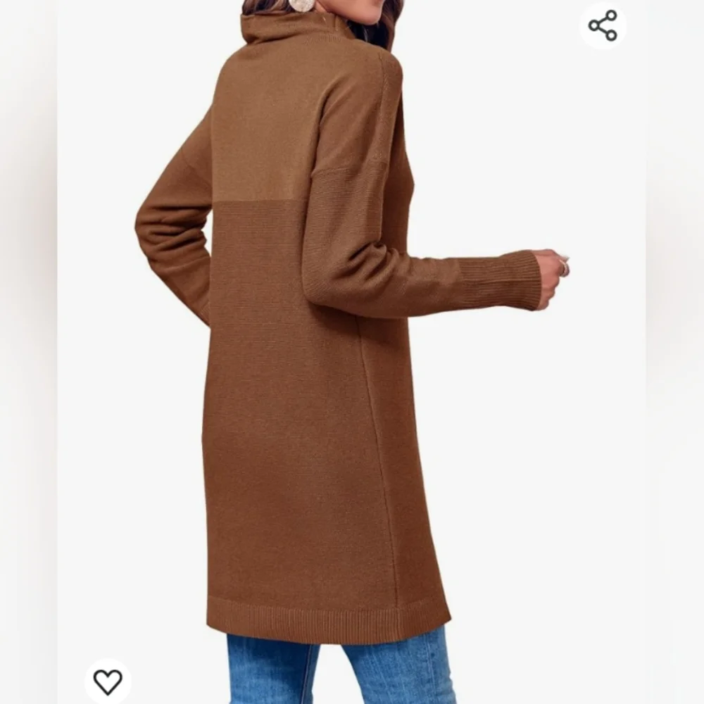 Cnkwei Long Sleeve Turtleneck Sweater Dress Large - Picture 4 of 6